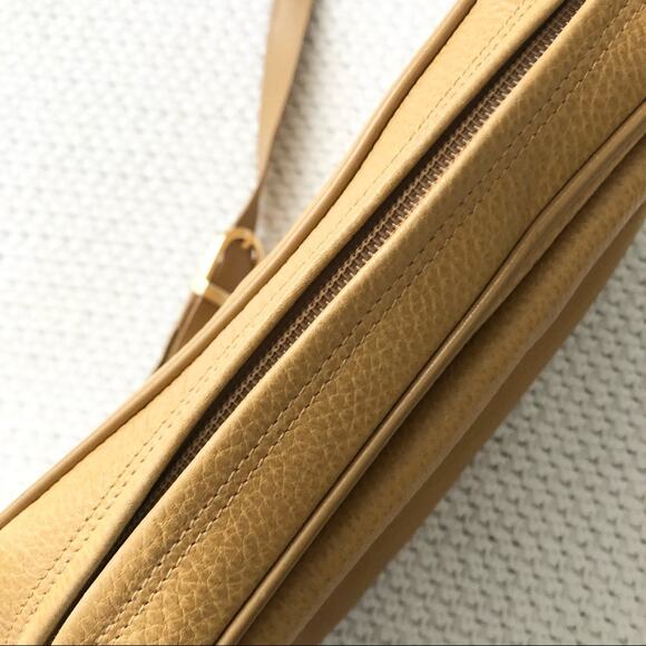 Mark Cross Vintage Tan Leather Rectangular Front Flap Top Zipper Crossbody Bag - Picture 7 of 14